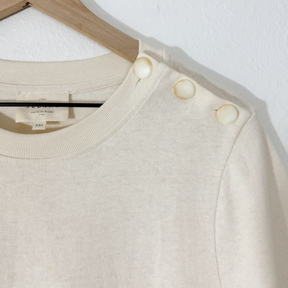 Sezane Emy Dress in Cream Button Shoulder 100% Organic Cotton Size XXL - Picture 8 of 10